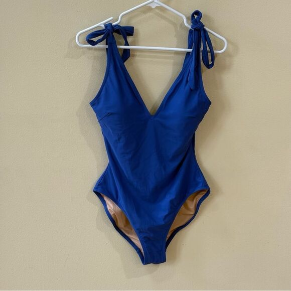 J Crew Tie-shoulder swimsuit in Brilliant Blue - Picture 4 of 8